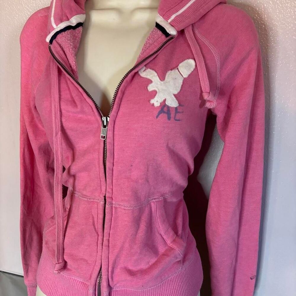 Vintage Y2K American Eagle Pink Eagle Zip Up Hoodie XS McBling